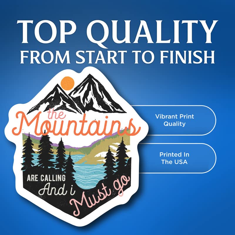 (3 Pack) The Mountains are Calling and I Must Go Sticker - 4" - Outdoorsman Outdoor Hiking Mountaineer Cool Retro - Vinyl Decal Sticker - Made in USA - FBABMCS026