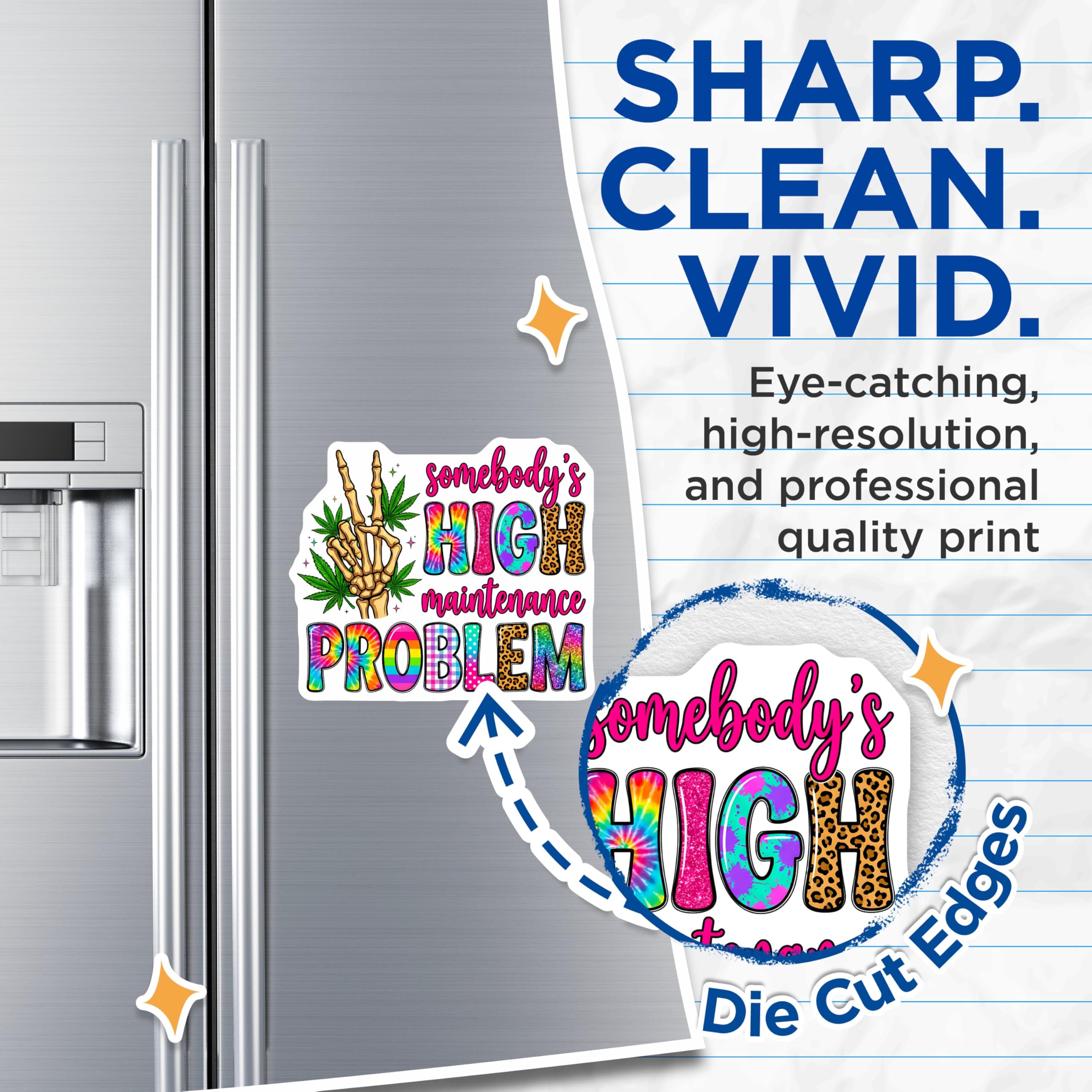 (2 Pack) High Maintenance Magnets - Stoner Humor Slogan - Peace Sign Weed Leaf Funny Quote Fridge Decor - 5 Inches On Longest Side - Thick Durable Magnet - Made in USA - MAG30273