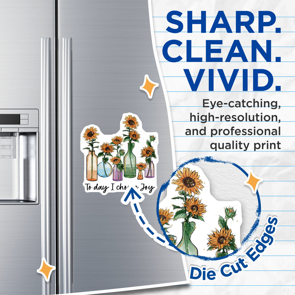 (2 Pack) Today I Choose Joy Magnets - Inspirational Sunflower Decor - Boho Kitchen Refrigerator - Encouragement Art - 5 Inches On Longest Side - Thick Durable Magnet - Made in USA - MAG38999