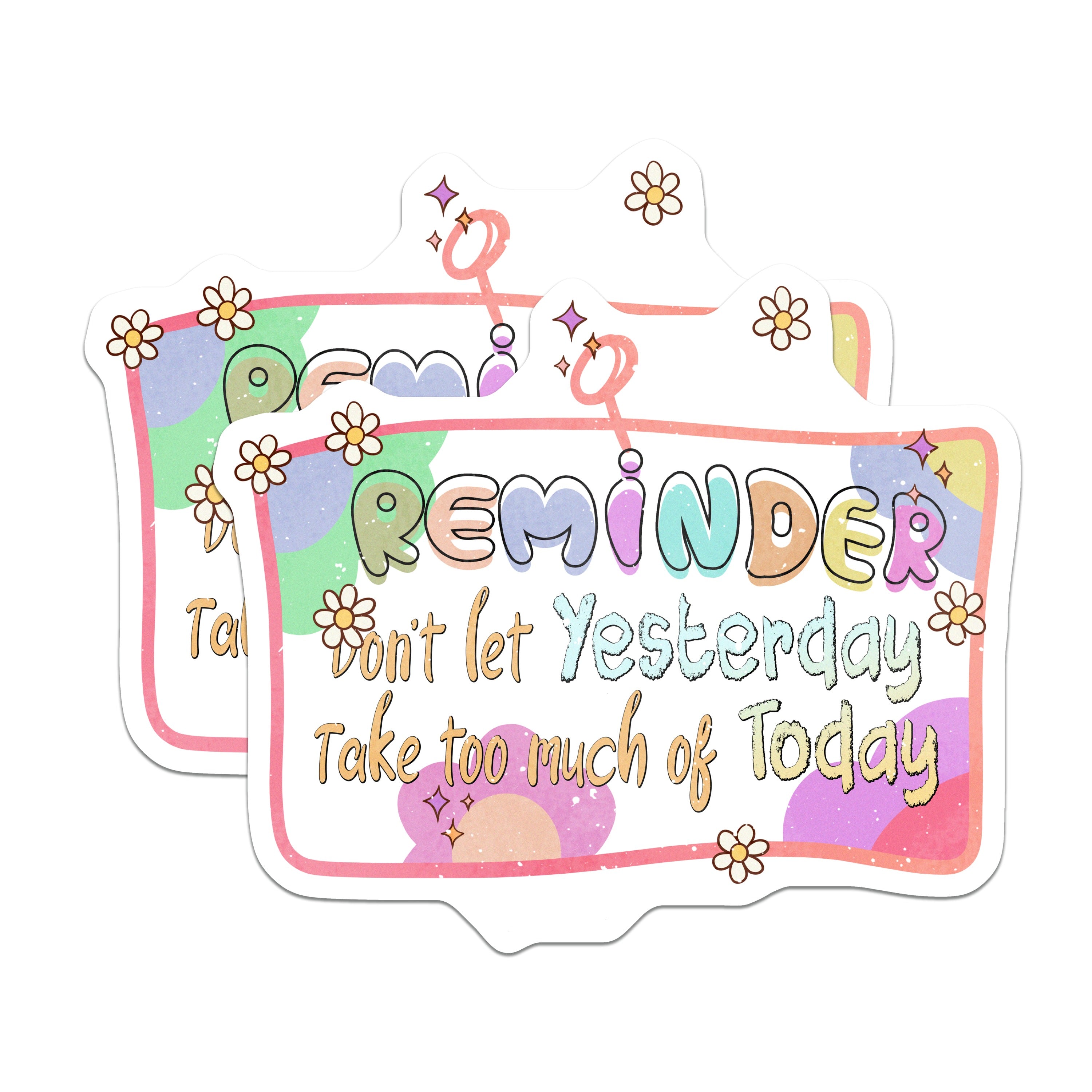 (2 Pack) Positive Affirmation Magnets - Reminder Yesterday Today Quote - Self Care Decor - Pastel Aesthetic Magnets - 5 Inches On Longest Side - Thick Durable Magnet - Made in USA - MAG37047