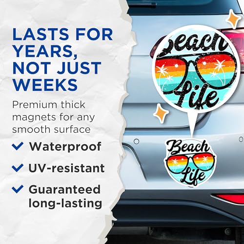 (2 Pack) Beach Life Magnets - Summer Vacation - Tropical Beach Souvenirs - 5" On Longest Side - for Cars, Fridges, Toolboxes - Made in USA - MAG3869