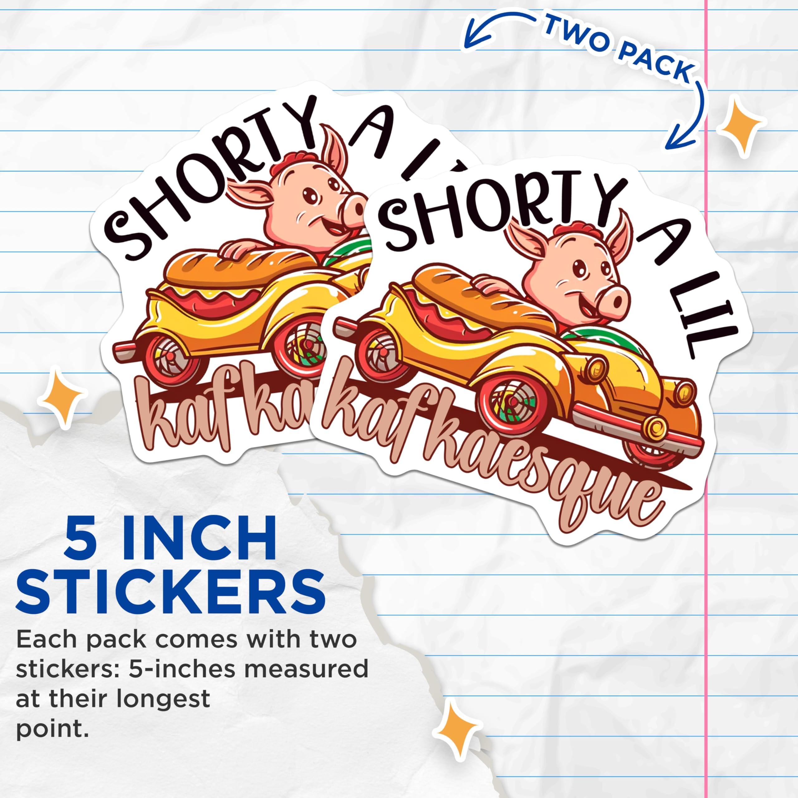 (2 Pack) Funny Pig Driving Car Stickers - Hilarious Animal Stickers - Unique Cartoon Stickers - 5" On Longest Side - Sticks to Smooth Flat Surfaces - Made in USA - BMCS4350
