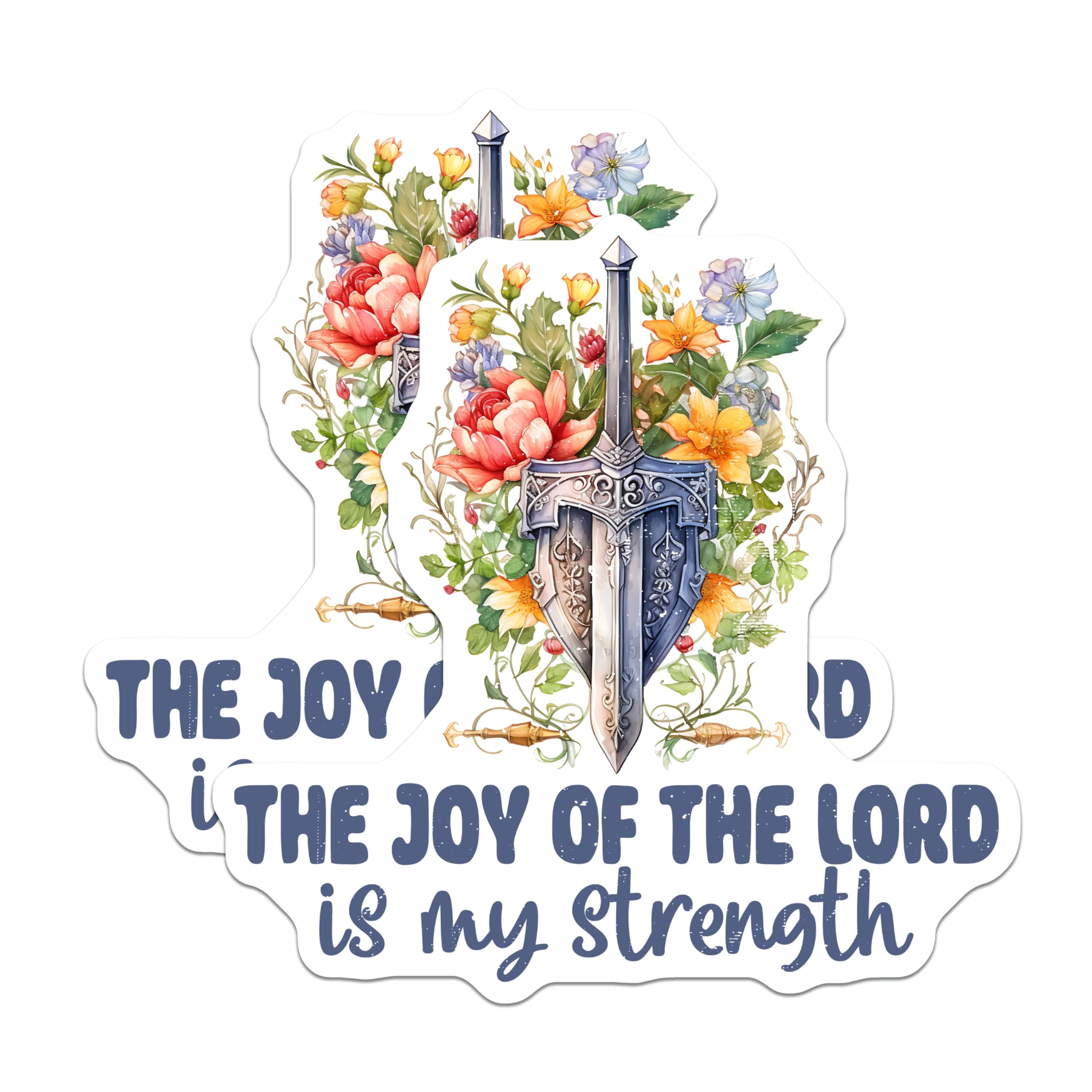 (2 Pack) Scripture Verse Magnets - The Joy of The Lord is My Strength - Christian Faith Floral Sword Accent - 5 Inches On Longest Side - Thick Durable Magnet - Made in USA - MAG24035