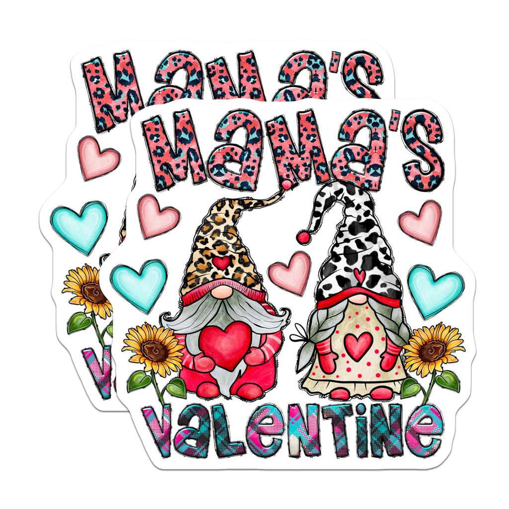(2 Pack) Mama's Valentine Magnets - Gnome Valentine - Leopard Cow Print - Farmhouse Heart Decor - Cute Mom Love - 5 Inches On Longest Side - Thick Durable Magnet - Made in USA - MAG25751