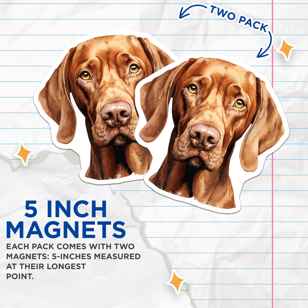 (2 Pack) Vizsla Dog Magnets - Vizsla Lover Decor - Hungarian Dog Owners - 5 Inches On Longest Side - Thick Durable Magnet - Made in USA - MAG29364