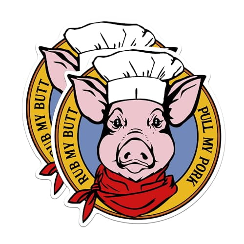 (2 Pack) Rub My Butt Pull My Pork Magnets - Funny BBQ Master Barbecue Magnet - 5" On Longest Side - Premium Magnet - for Cars, Refrigerators, Toolboxes, Lockers - Made in USA - MAG1635