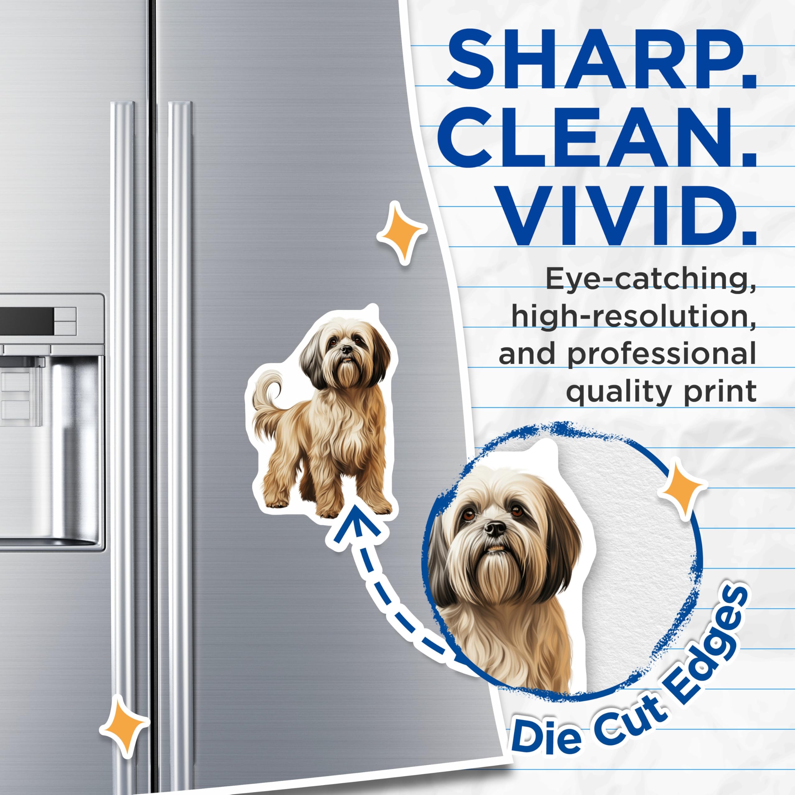 (2 Pack) Shih Tzu Magnets - Realistic Dog Art - Dog Lover Decor - 5 Inches On Longest Side - Thick Durable Magnet - Made in USA - MAG25406