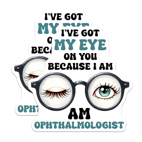 (2 Pack) Funny Ophthalmologist Stickers - Eye Doctor Humor - Medical Professional Decals - 5" On Longest Side - Sticks to Smooth Flat Surfaces - Made in USA - BMCS8089