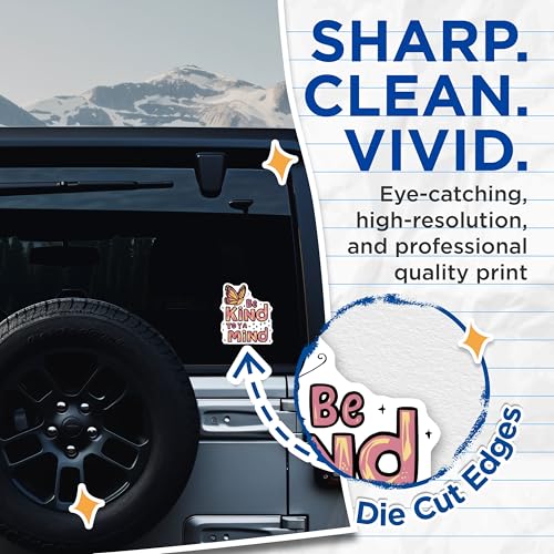 (2 Pack) Be Kind to Ya Mind Stickers - 5" On Longest Side - Sticks to Smooth Flat Surfaces - Made in USA - BMCS8596 - BMCS8596