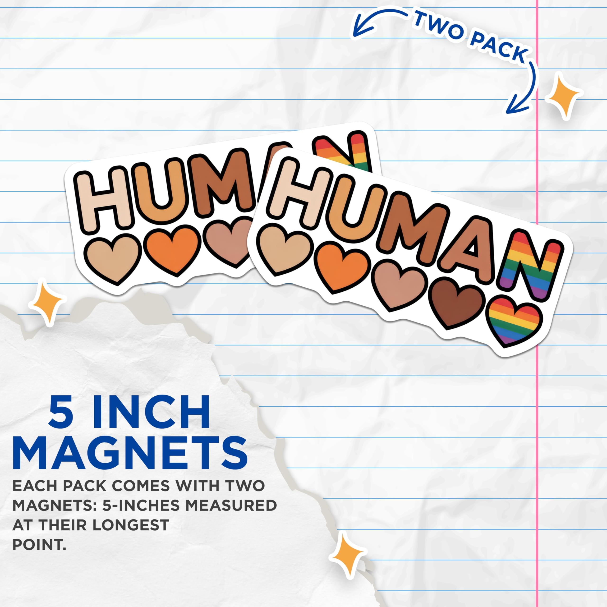 (2 Pack) Human Rights Magnets - Diversity and Inclusion - Equality Symbol - 5" On Longest Side - Premium Magnet - for Cars, Refrigerators, Toolboxes, Lockers - Made in USA - MAG15271
