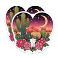 (2 Pack) Cactus Skull Art Magnet - Southwestern Decor - 5" On Longest Side - Sticks to Smooth Flat Surfaces - Made in USA - MAG9622