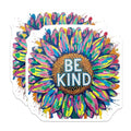 (2 Pack) Be Kind Sunflower Stickers - Inspirational Quote - Colorful Flower Art - 5" On Longest Side - Sticks to Smooth Flat Surfaces - Made in USA - BMCS6613