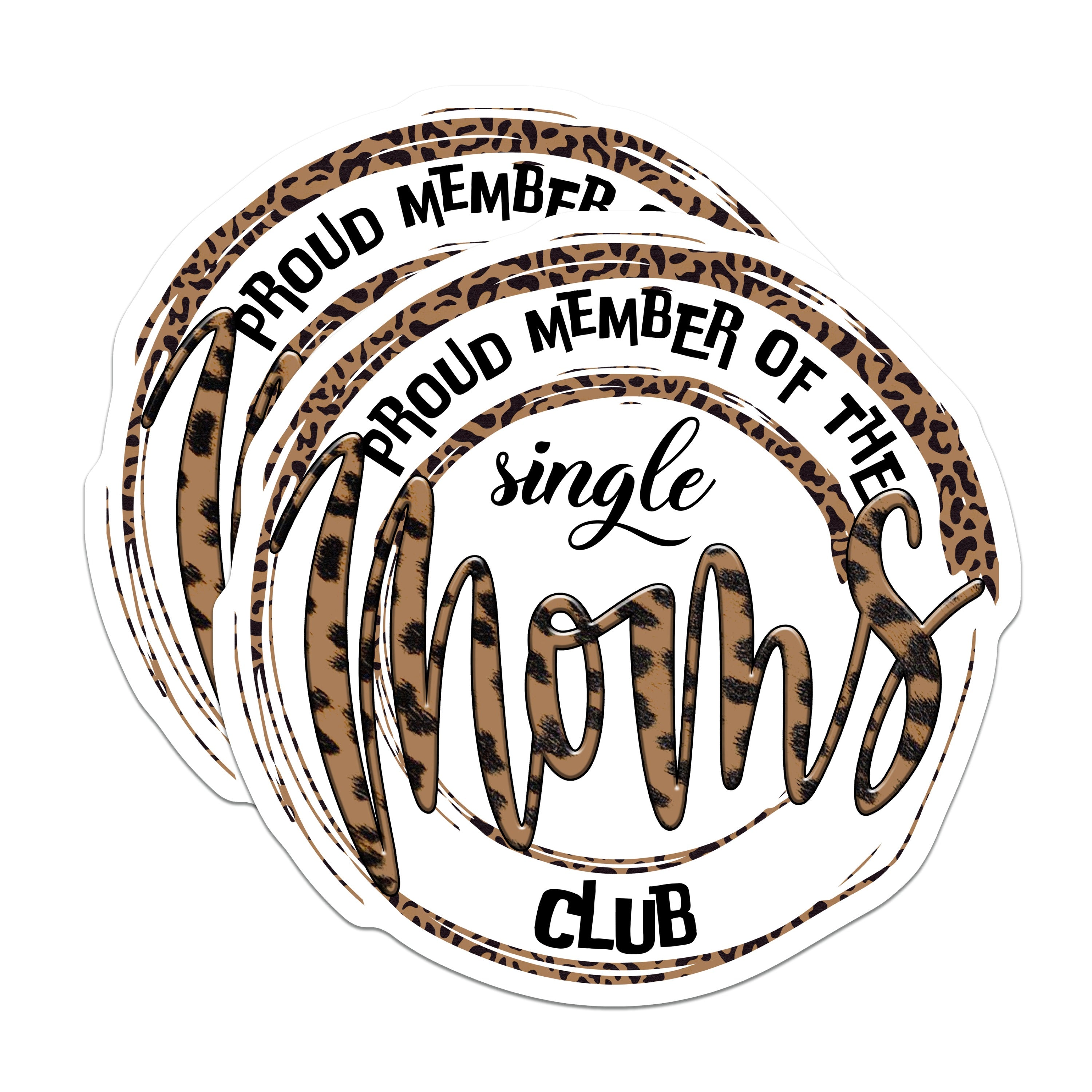 (2 Pack) Single Mother Club Magnets - Proud Mother - Leopard Print Mama - Empowering Decor - Refrigerator - 5 Inches On Longest Side - Thick Durable Magnet - Made in USA - MAG37094