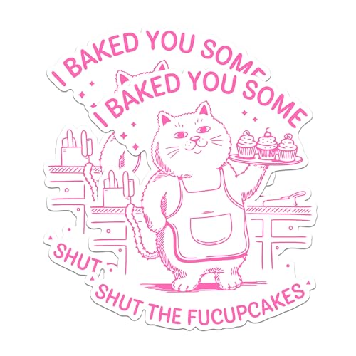 (2 Pack) I Baked You Some Shut The Cupcakes Magnets - Cute Cat Kitchen Magnets - Funny Cat Baking Magnets- 5" On Longest Side - for Fridges, Toolboxes, Cars - Made in USA - MAG3025