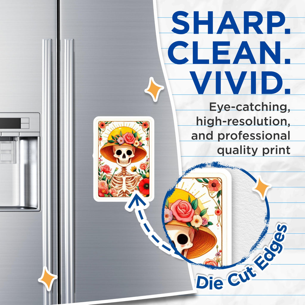 (2 Pack) Whimsical Floral Skeleton Magnets - Decorative Calavera Art Refrigerator Decor - Day of the Dead Inspired Magnets - 5 Inches On Longest Side - Thick Durable Magnet - Made in USA - MAG21258
