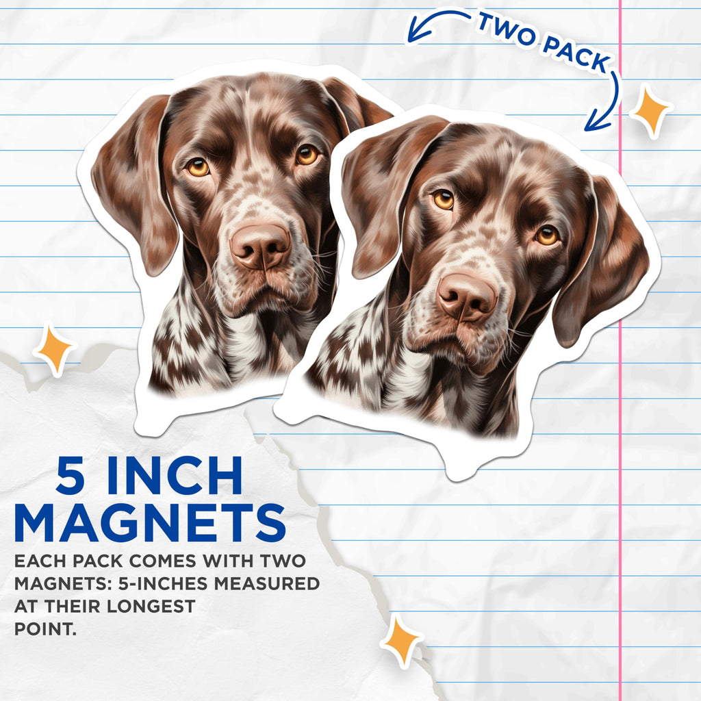 (2 Pack) German Shorthaired Pointer Magnets - GSP Dog Artwork - Pet Parent Home Decor - 5 Inches On Longest Side - Thick Durable Magnet - Made in USA - MAG26766