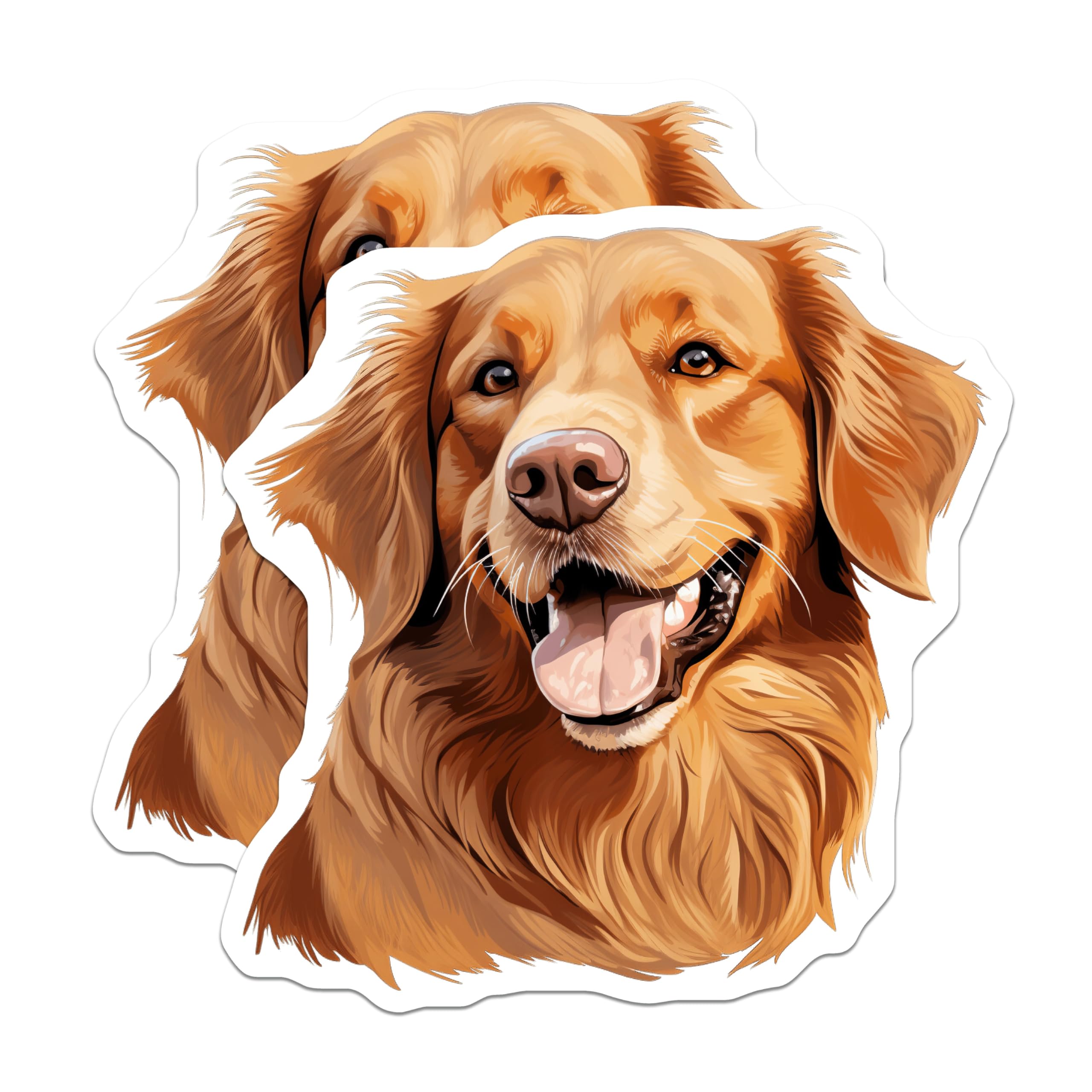 (2 Pack) Golden Retriever Magnets - Happy Dog Breed Art - Pet Lover Home Decor - 5 Inches On Longest Side - Thick Durable Magnet - Made in USA - MAG24824