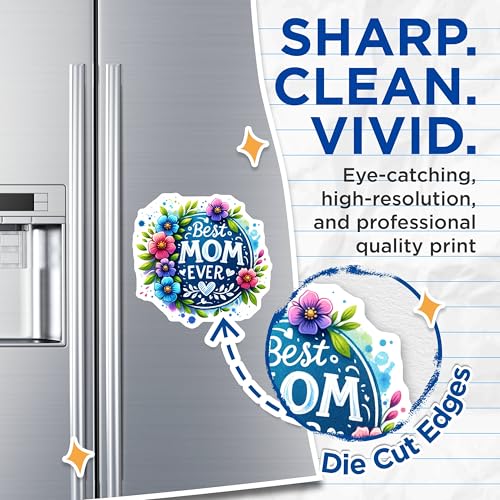 (2 Pack) Best Mom Ever Magnets Magnets - Floral Design - Mother's Day Decoration - 5" On Longest Side - Made in USA - Sticks to Refrigerators & Metal Surfaces - MAG8614