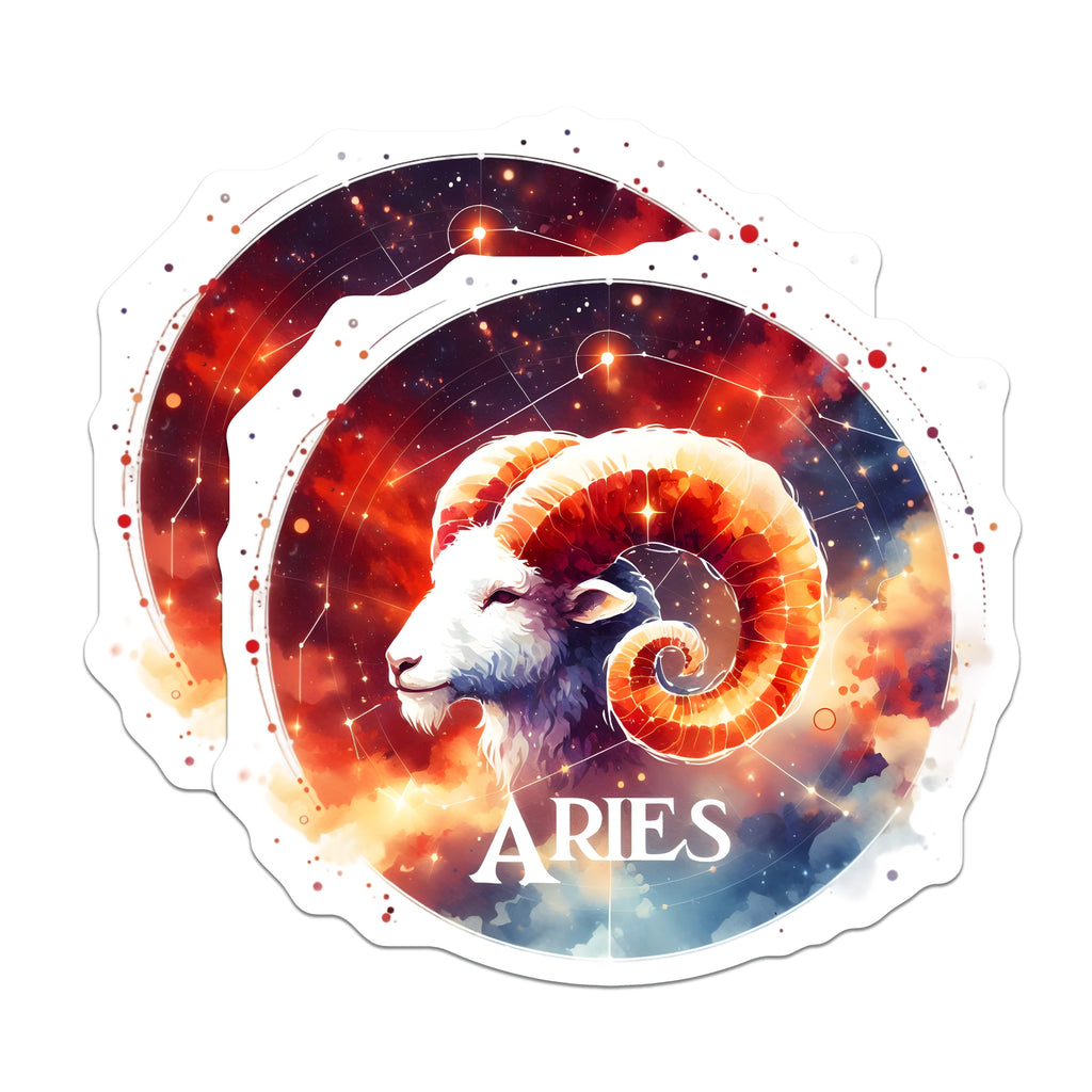 (2 Pack) Aries Horoscope Magnets - Zodiac Sign Decor - Celestial Astrological Ram Art - Spiritual Birthday Emblem - 5 Inches On Longest Side - Thick Durable Magnet - Made in USA - MAG37310