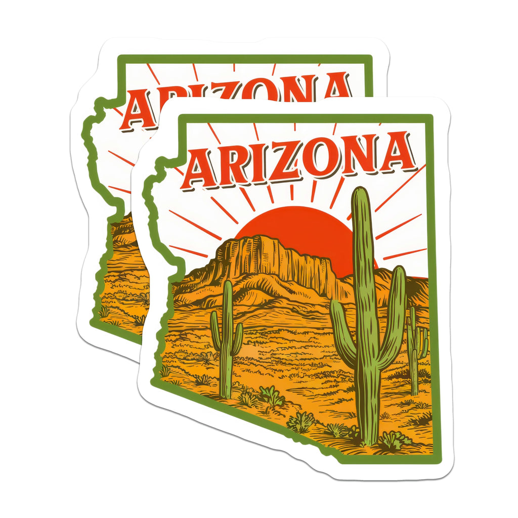 (2 Pack) Arizona State Magnets - Desert Cactus Art - Southwest Fridge Decor - 5" On Longest Side - Premium Magnet - for Cars, Refrigerators, Toolboxes, Lockers - Made in USA - MAG17573