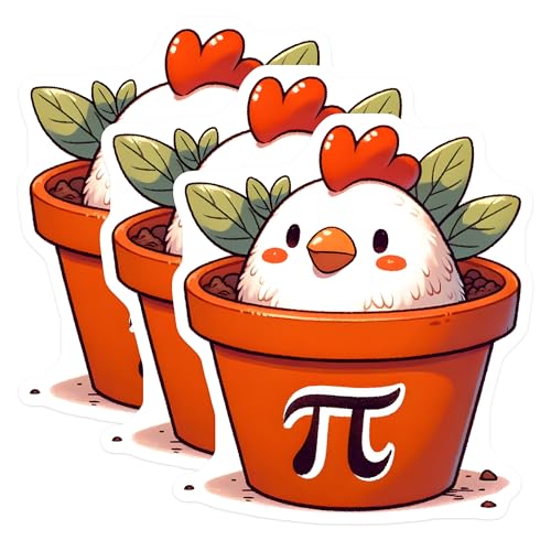 (3 Pack) Pi Chicken Decals - Math Lover - Funny Chicken Decal - 3 Inches On Longest Side - Easy Peel & Apply - Made in USA - 3MCS6923