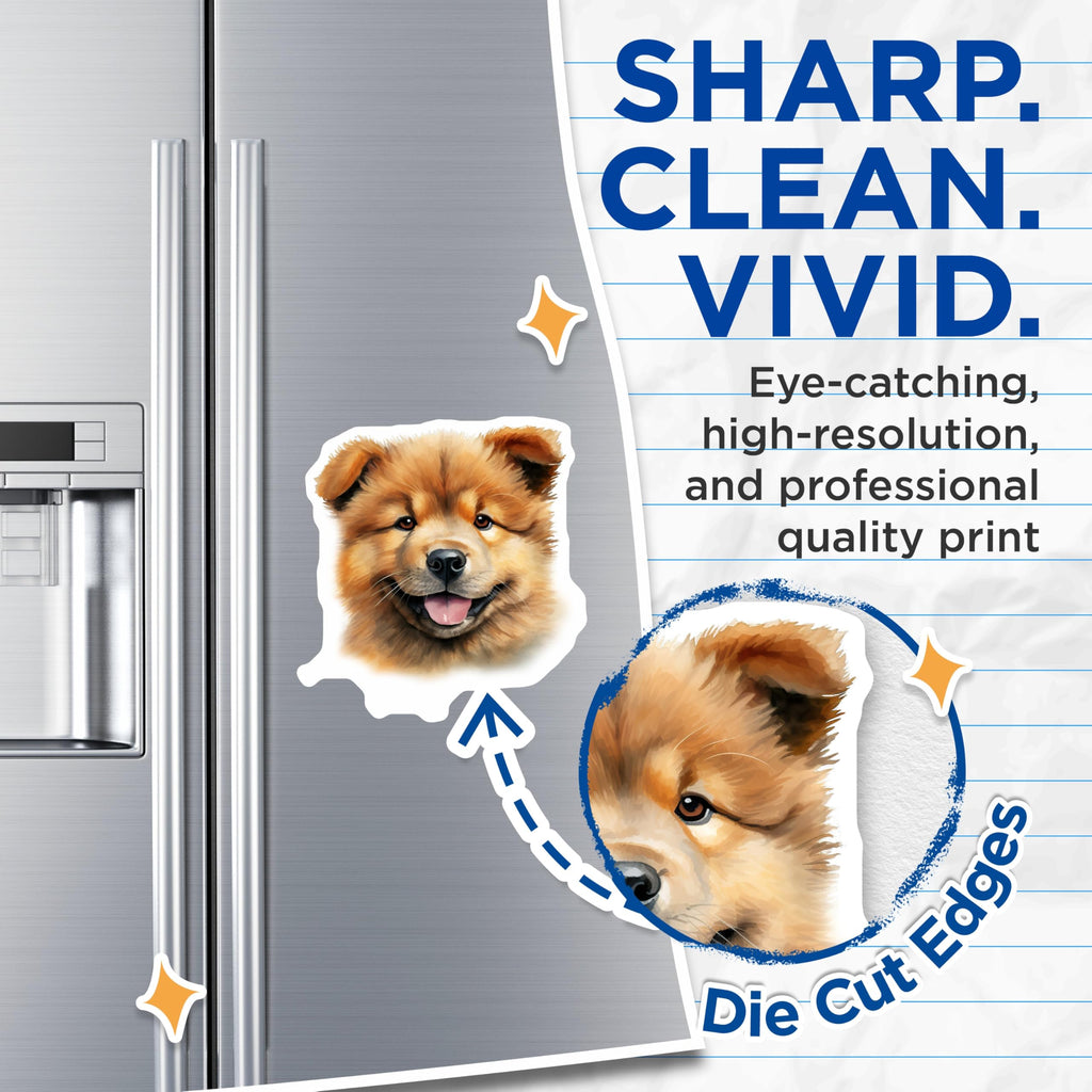 (2 Pack) Chow Chow Puppy Magnets - Adorable Fluffy Dog - Cute Pet Lover Decor - 5 Inches On Longest Side - Thick Durable Magnet - Made in USA - MAG23424