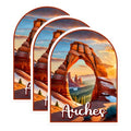 (3 Pack) Arches National Park Decals - Utah Landmark Sticker - Desert Landscape Decal - 3 Inches On Longest Side - Easy Peel & Apply - Made in USA - 3MCS0394