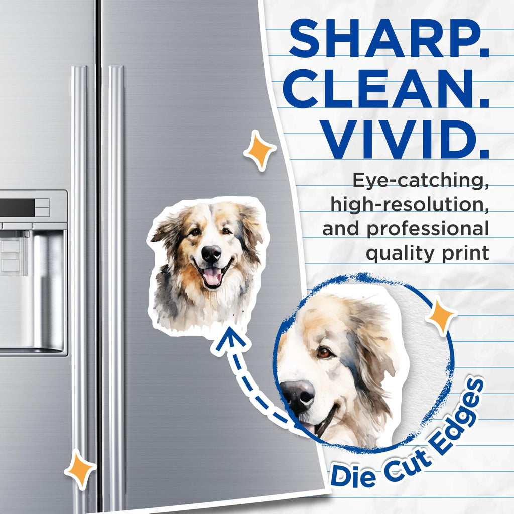 (2 Pack) Australian Shepherd Watercolor Magnets - Happy Dog Fridge Decor - Pet Lover Animal Art - 5 Inches On Longest Side - Thick Durable Magnet - Made in USA - MAG29380