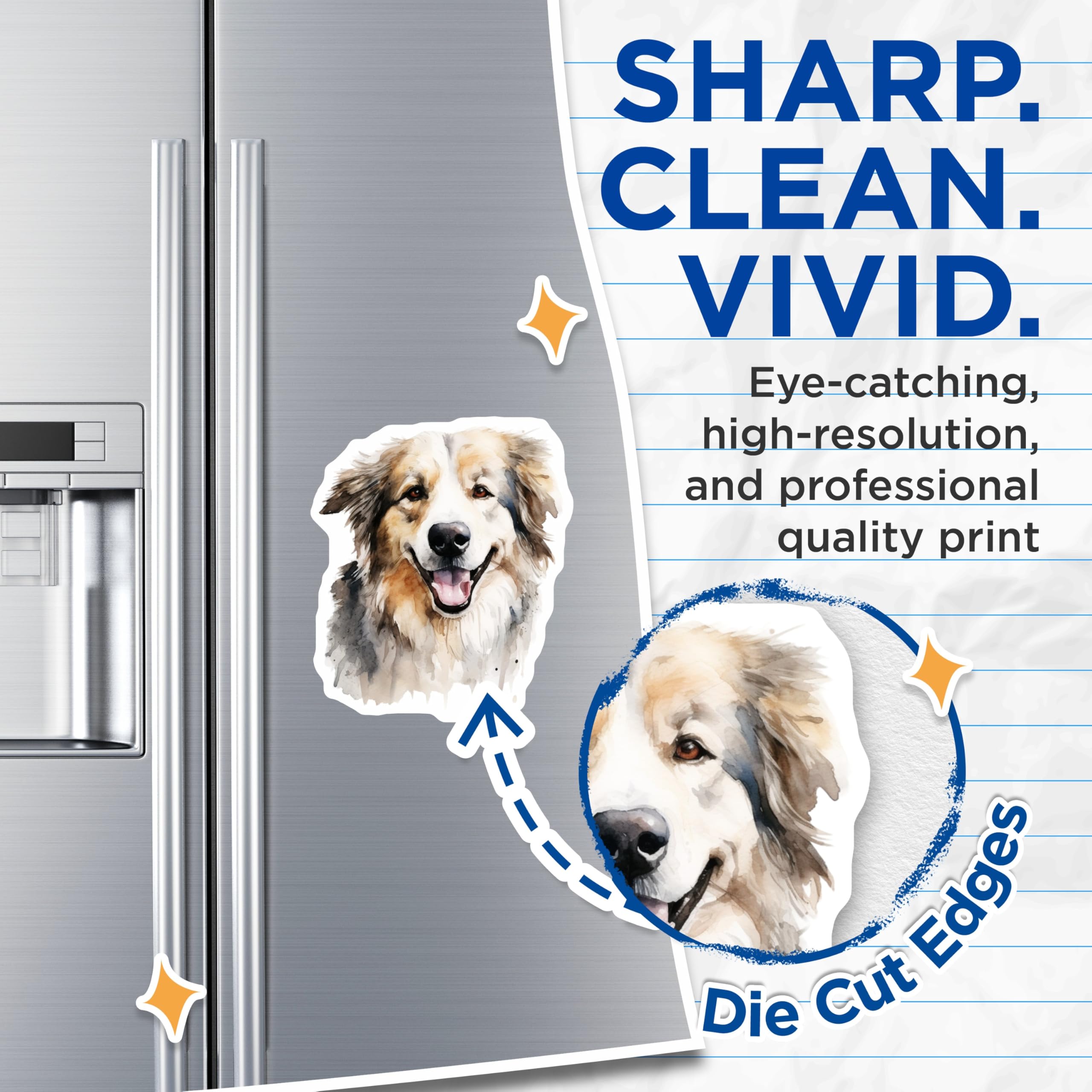(2 Pack) Australian Shepherd Watercolor Magnets - Happy Dog Fridge Decor - Pet Lover Animal Art - 5 Inches On Longest Side - Thick Durable Magnet - Made in USA - MAG29380