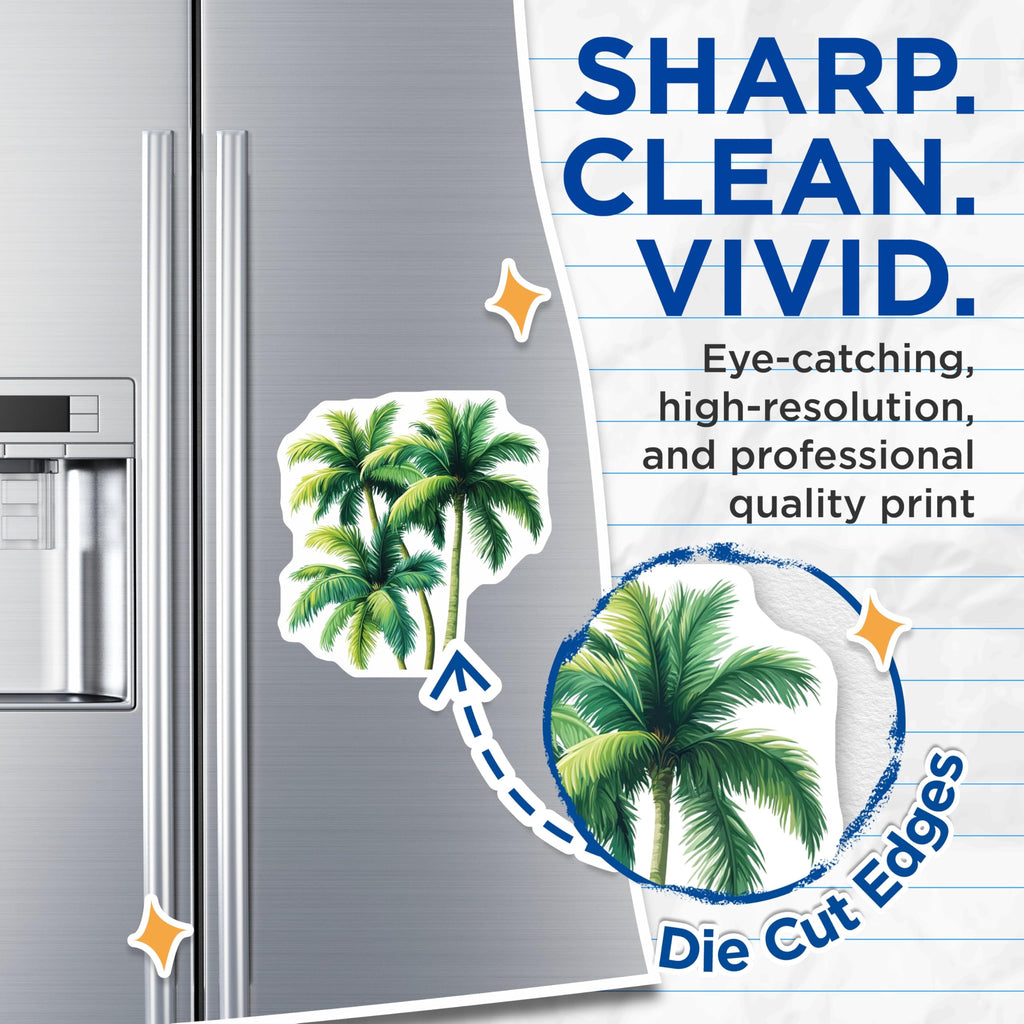 (2 Pack) Vibrant Green Palm Tree Magnets - Tropical Paradise Decor - Summer Beach House Accent - 5 Inches On Longest Side - Thick Durable Magnet - Made in USA - MAG24586