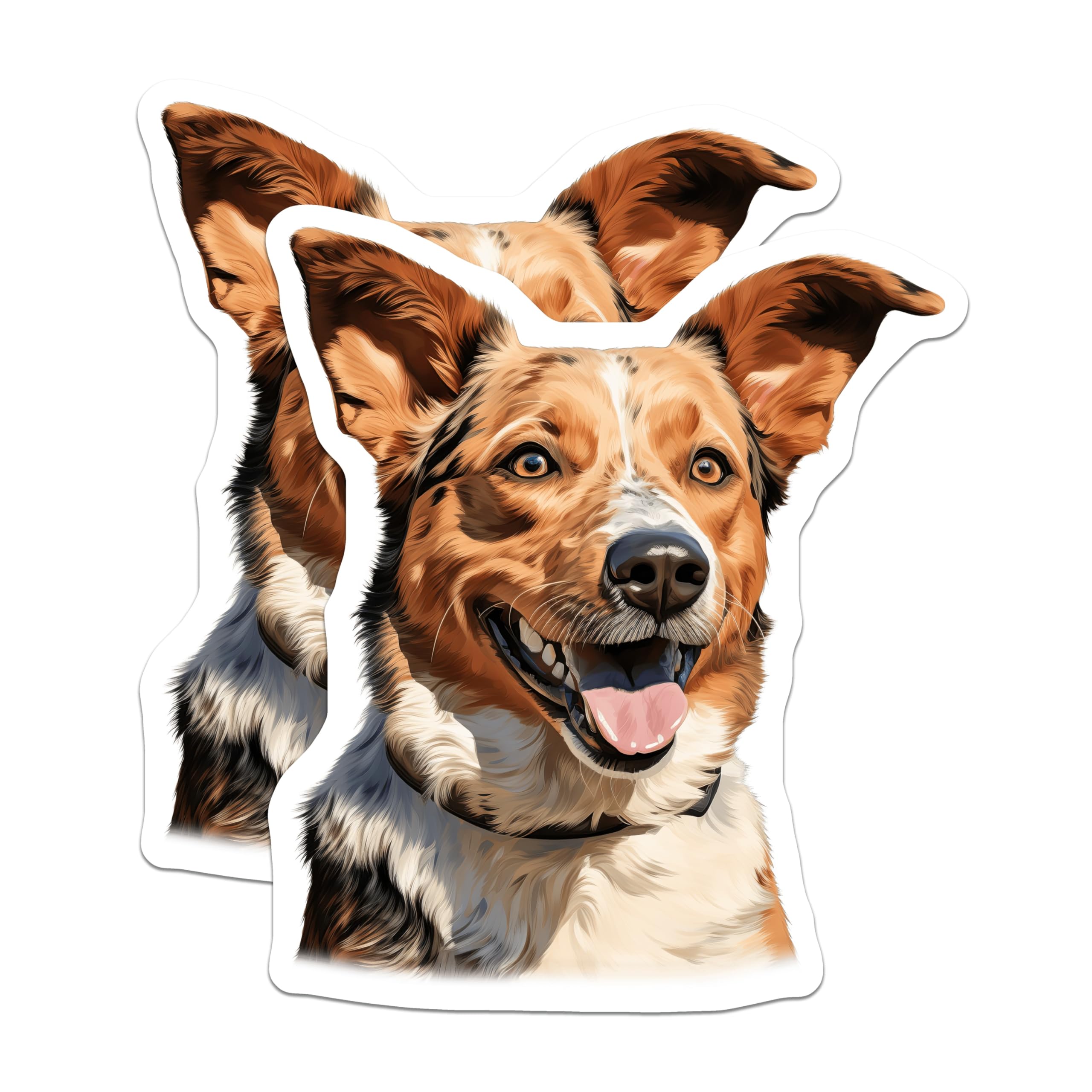 (2 Pack) Happy Dog Magnets - Merle Australian Shepherd Dog - Pet Lover Fridge Decor Dog Mom - 5 Inches On Longest Side - Thick Durable Magnet - Made in USA - MAG26339