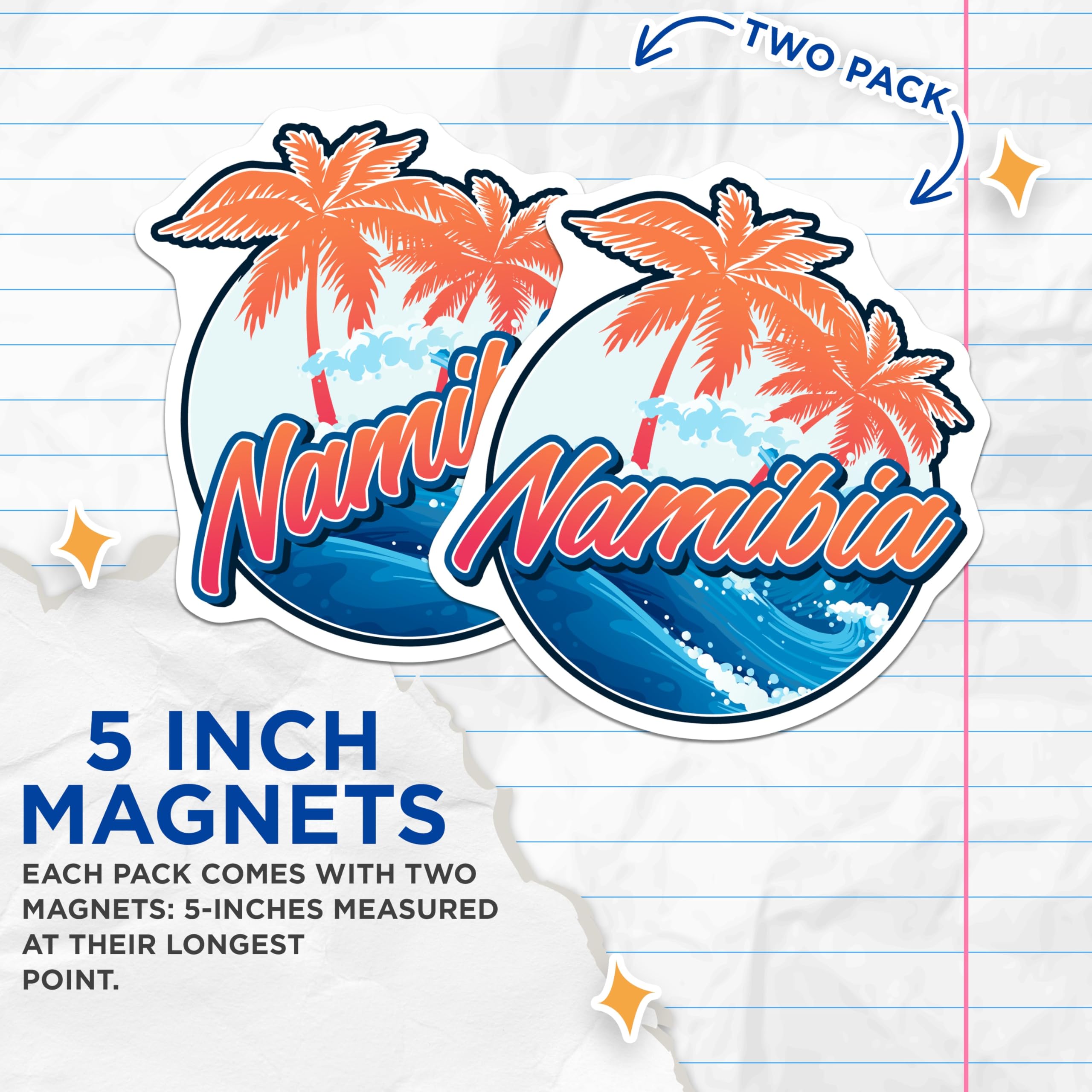 (2 Pack) Namibia Magnets - Travel Souvenir - Vacation Palm Tree Decor - 5" On Longest Side - Premium Magnet - for Cars, Refrigerators, Toolboxes, Lockers - Made in USA - MAG17972