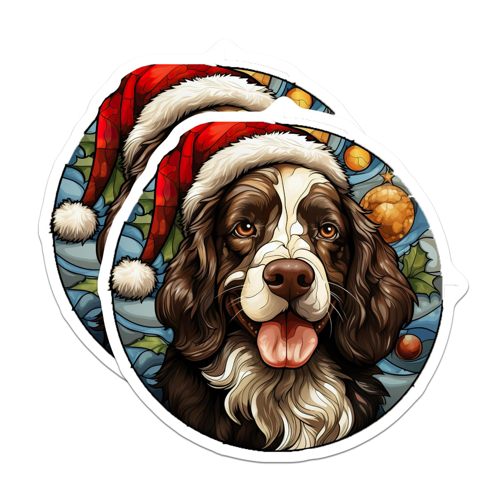 (2 Pack) Christmas Dog Magnets - Santa Hat Spaniel Decor - Holiday Pet Art for Fridge - 5 Inches On Longest Side - Thick Durable Magnet - Made in USA - MAG26582