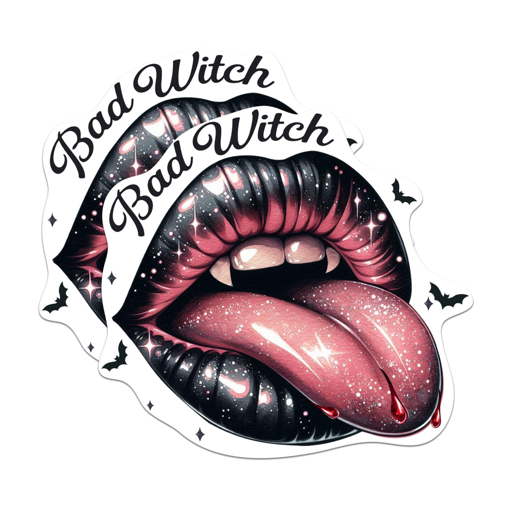 (2 Pack) Bad Witch Magnets - Witchy Halloween Vibes - Juicy Lips Magnet - 5 Inches On Longest Side - Premium Magnet - for Cars, Refrigerators, Toolboxes - Made in USA - MAG1995
