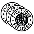 (3 Pack) F Your Feelings Decal - Middle Finger Decals - Skeleton Hand Decal - 3 Inches On Longest Side - Easy Peel & Apply - Made in USA - 3MCS0538