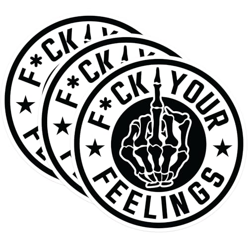 (3 Pack) F Your Feelings Decal - Middle Finger Decals - Skeleton Hand Decal - 3 Inches On Longest Side - Easy Peel & Apply - Made in USA - 3MCS0538