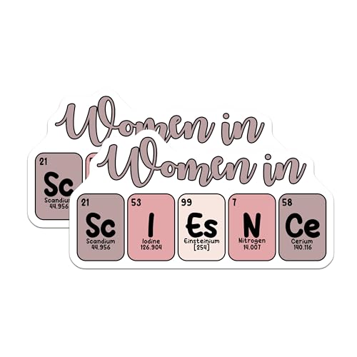 (2 Pack) Women in Science Stickers - Element Chart - Educational Chemistry - 5" On Longest Side - Sticks to Smooth Flat Surfaces - Made in USA - BMCS8027