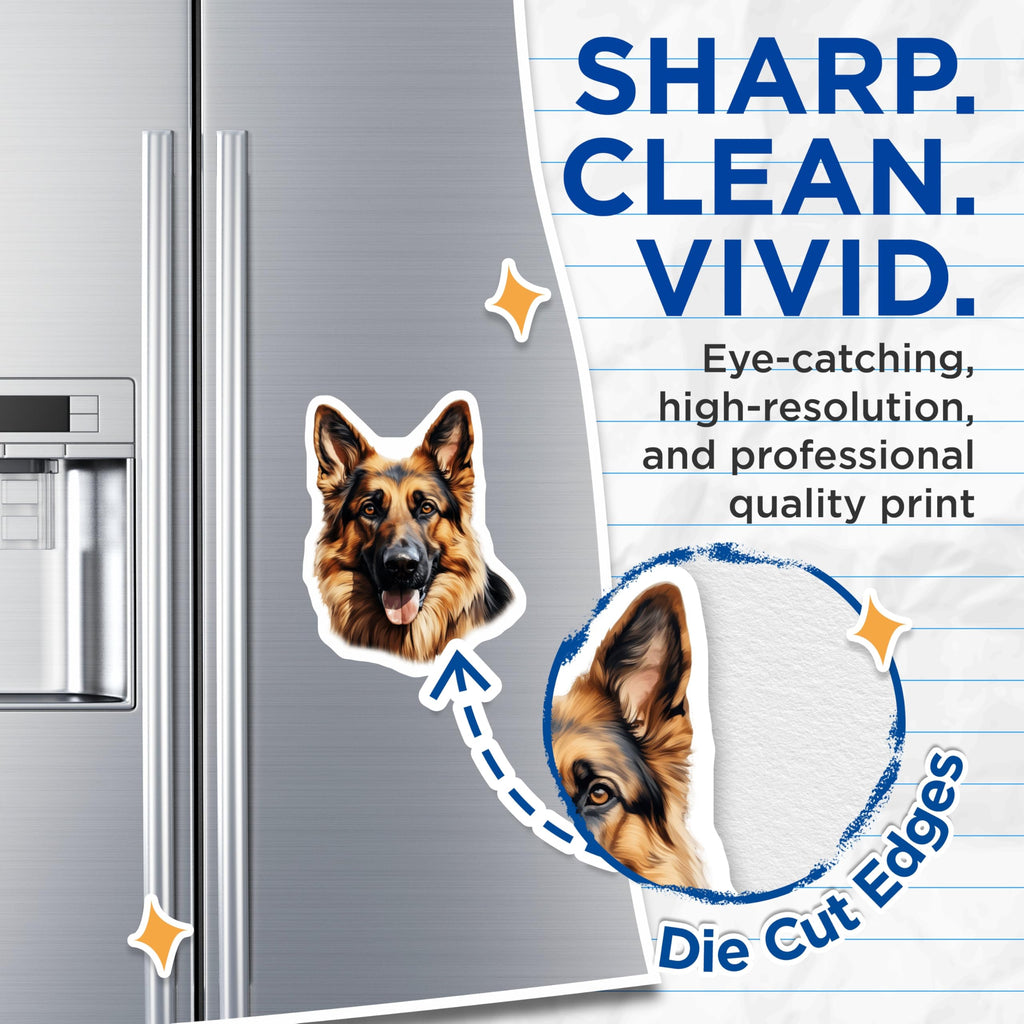 (2 Pack) German Shepherd Magnets - Dog Owner Magnet - Pet Lover Refrigerator Decor - 5 Inches On Longest Side - Thick Durable Magnet - Made in USA - MAG28477