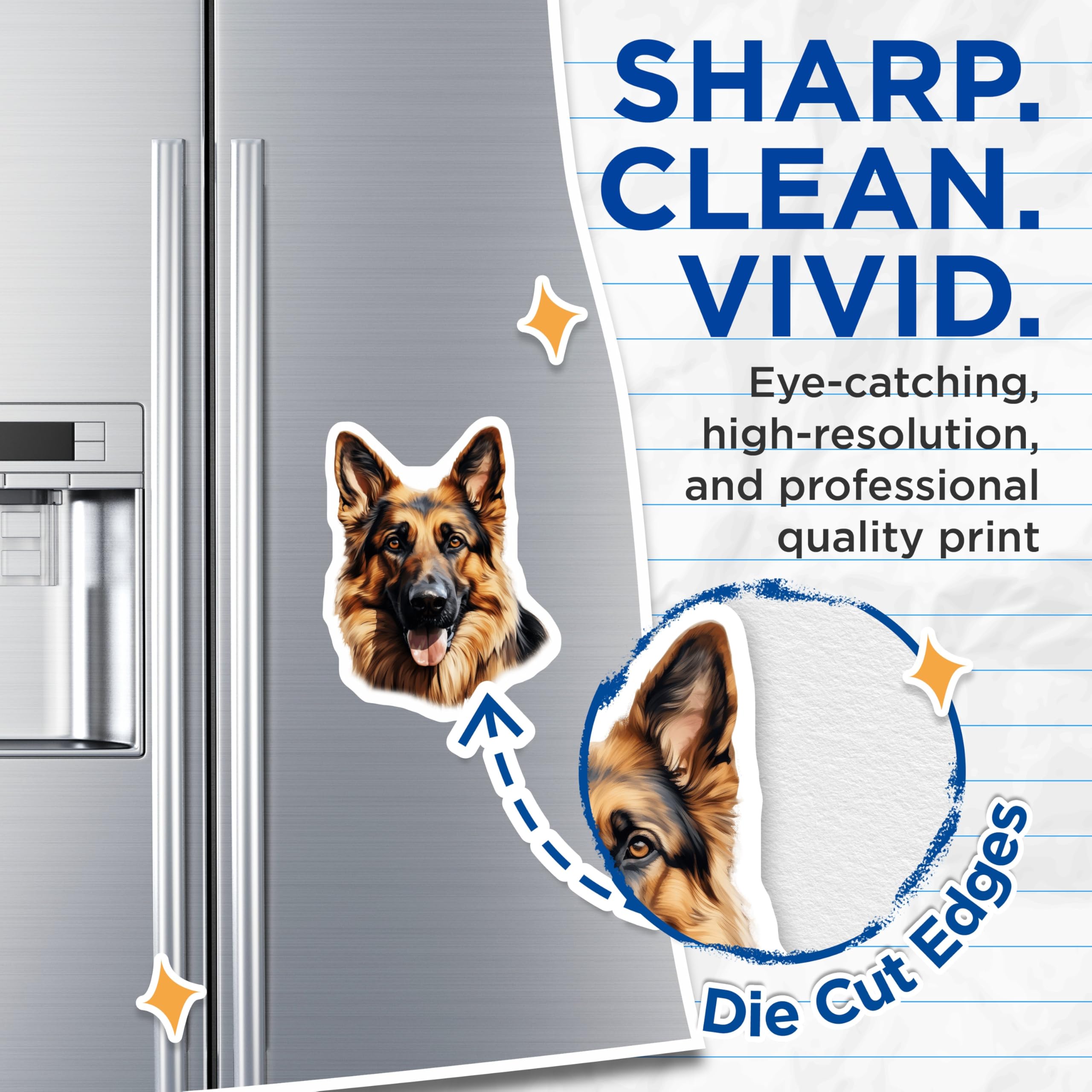(2 Pack) German Shepherd Magnets - Dog Owner Magnet - Pet Lover Refrigerator Decor - 5 Inches On Longest Side - Thick Durable Magnet - Made in USA - MAG28477