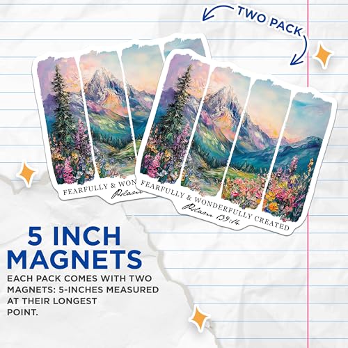 (2 Pack) Nature Art Magnet - Scenic Mountain View - 5" On Longest Side - Sticks to Smooth Flat Surfaces - Made in USA - MAG9981