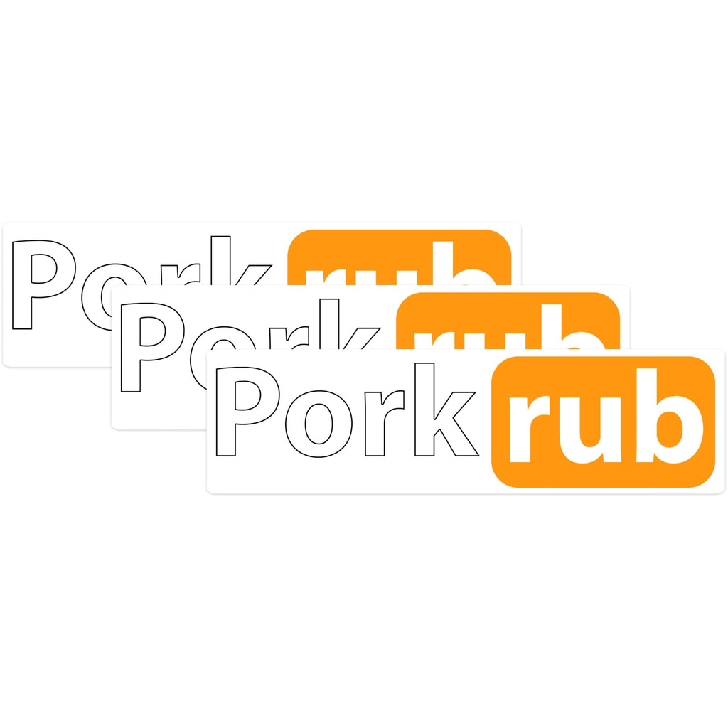 (3 Pack) Pork Rub Decals - Funny BBQ - Laptop Decal - 3 Inches On Longest Side - Easy Peel & Apply - Made in USA - 3MCS0528