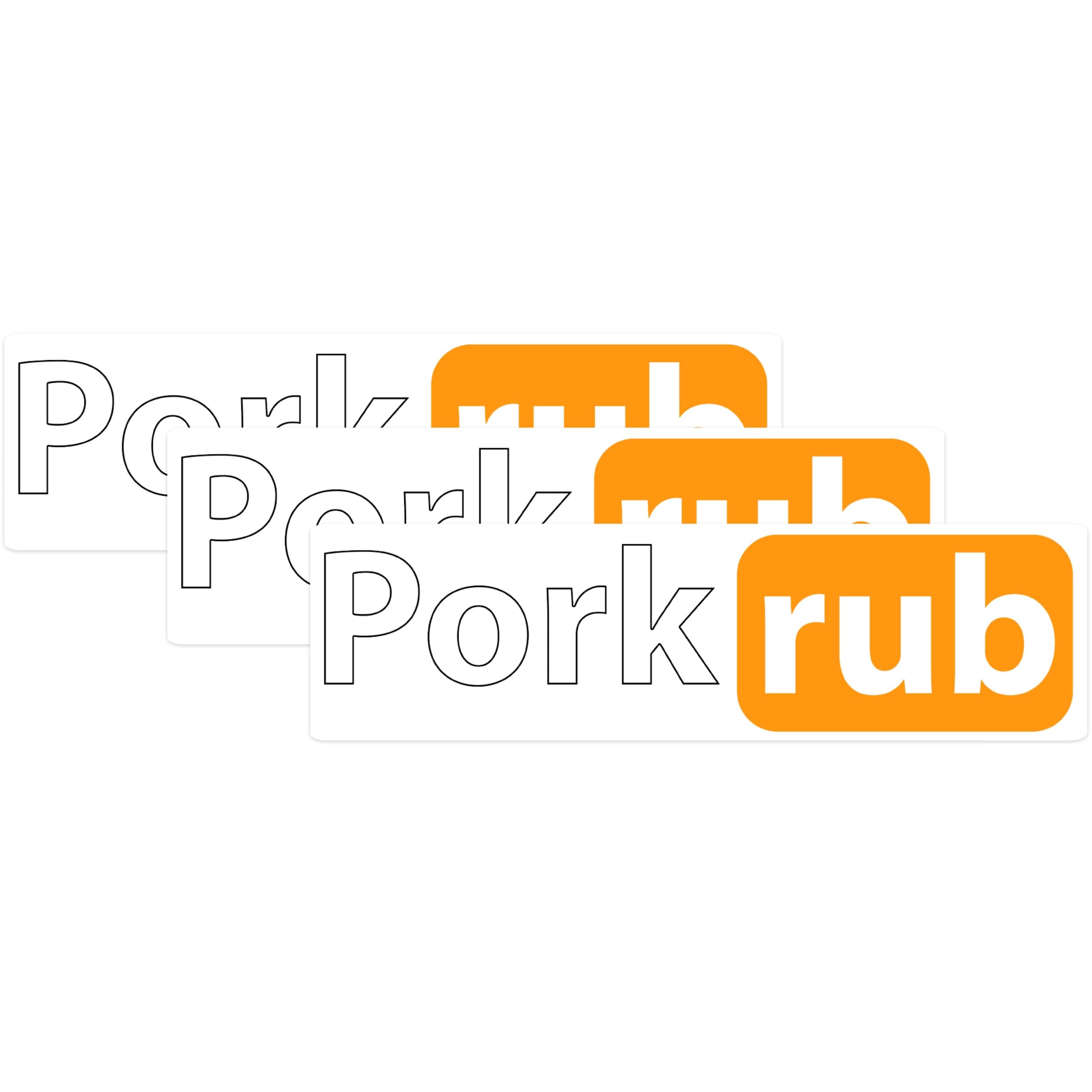 (3 Pack) Pork Rub Decals - Funny BBQ - Laptop Decal - 3 Inches On Longest Side - Easy Peel & Apply - Made in USA - 3MCS0528