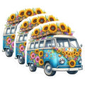 (3 Pack) VW Bus Decals - Hippie Van Stickers - Sunflower Decals - 3 Inches On Longest Side - Easy Peel & Apply - Made in USA - 3MCS7618