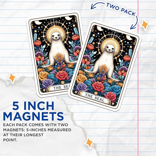 (2 Pack) Seal Magnets - Cute Seal Illustration - Seal Animal Art Magnets for Fridge - Animal Lover Decal Magnets - Home - 5" On Longest Side - for Cars, Fridges, Toolboxes - Made in USA - MAG4487