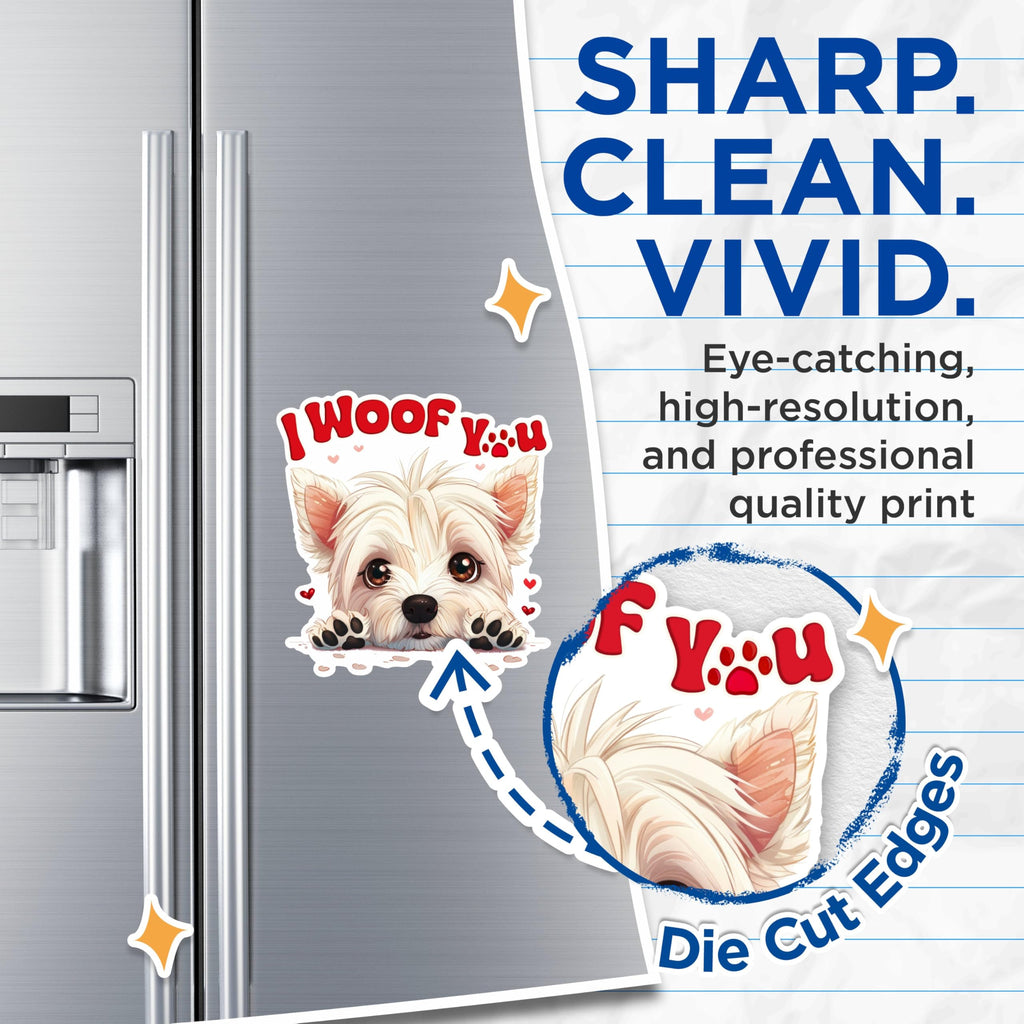 (2 Packs) I Woof You Bichon Frise Magnets - Bichon Frise Dog Mom or Dad Magnets - 5 Inches On Longest Side - Premium Magnet - for Fridges, Toolboxes, Cars - Made in USA - MAG2372