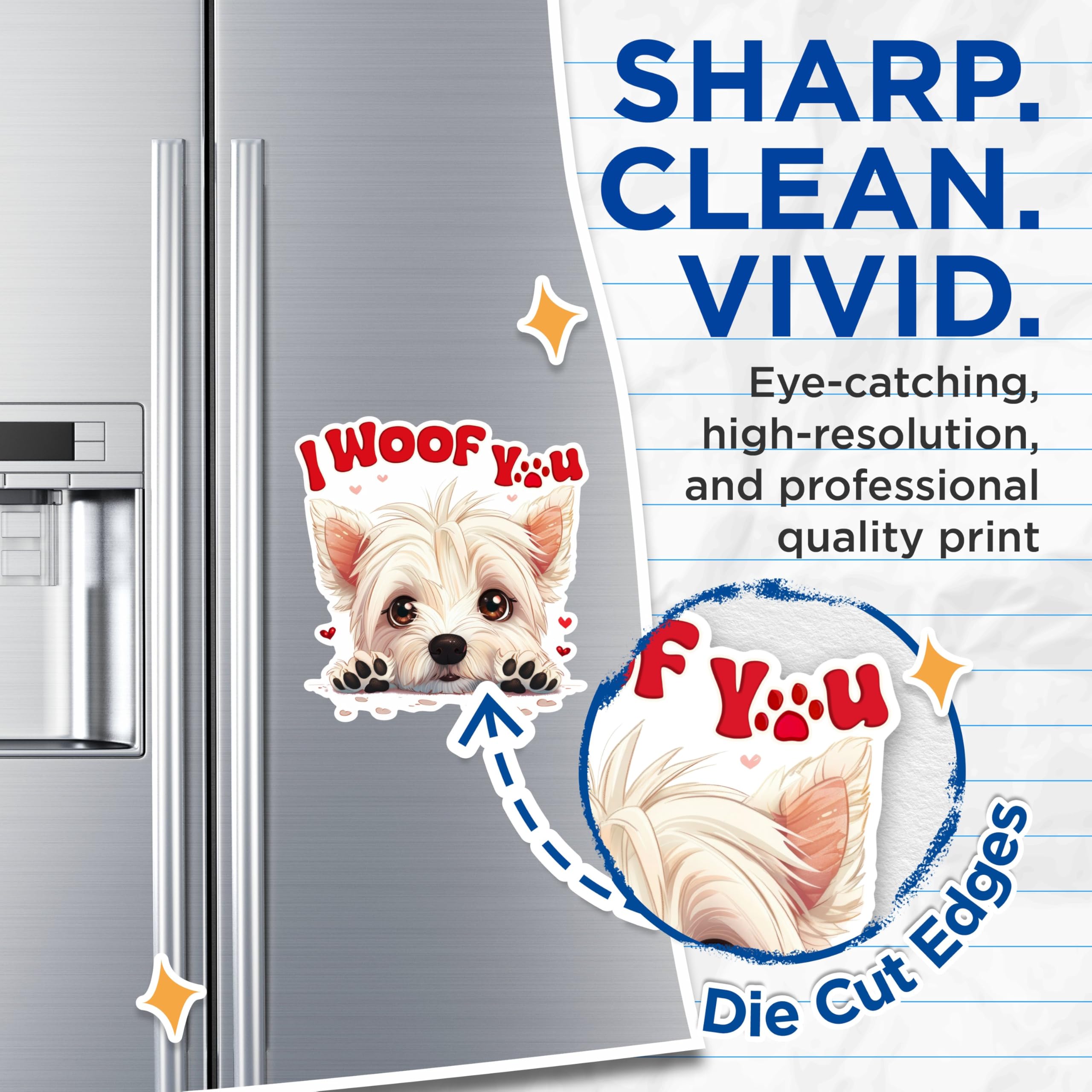 (2 Packs) I Woof You Bichon Frise Magnets - Bichon Frise Dog Mom or Dad Magnets - 5 Inches On Longest Side - Premium Magnet - for Fridges, Toolboxes, Cars - Made in USA - MAG2372