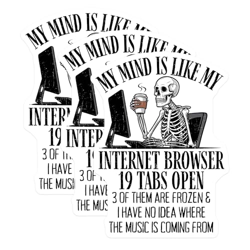 (3 Pack) Funny Skeleton Decals - Internet Browser Sticker - Laptop Decal - 3 Inches On Longest Side - Easy Peel & Apply - Made in USA - 3MCS2205