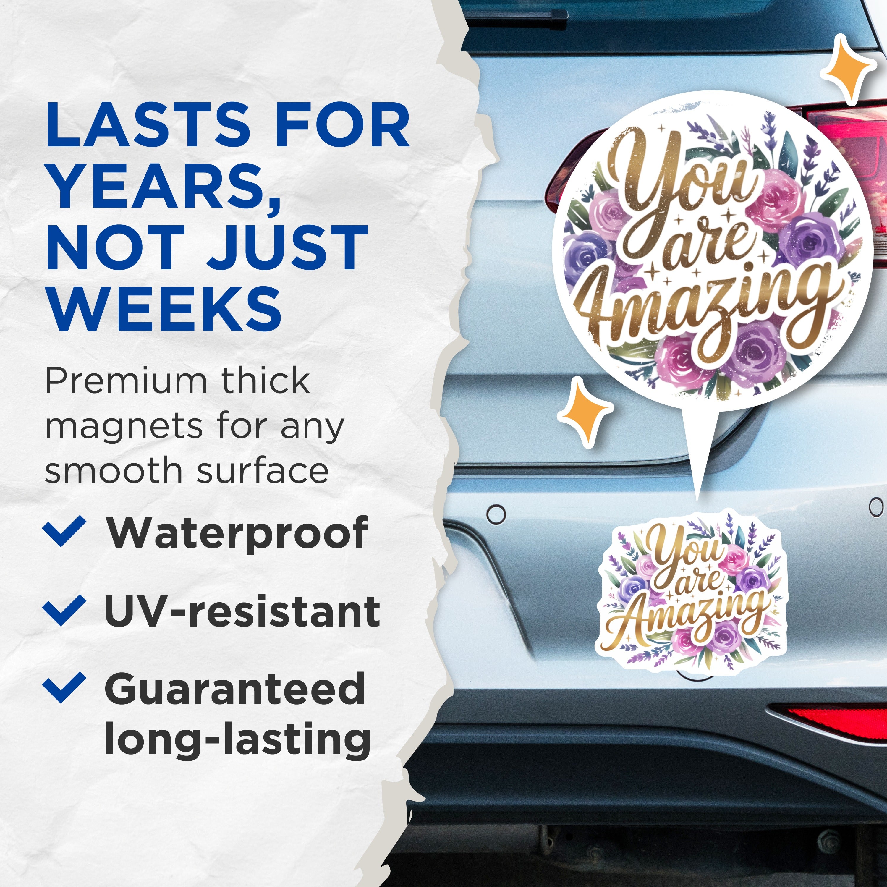 (2 Pack) You are Amazing Magnets - Floral Affirmation Decor - Positive Message Fridge Magnet - Inspirational Quote for Her - 5 Inches On Longest Side - Thick Durable Magnet - Made in USA - MAG37563