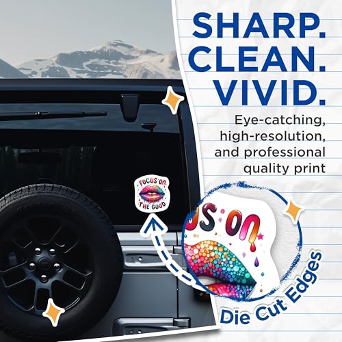 (2 Packs) Focus On The Good Stickers - Juicy Dripping Lips Inspirational Motivating Decals - 5 Inches On Longest Side - Premium Vinyl Decal - Sticks To Any Smooth Flat Surface - Made In USA - BMCS2298