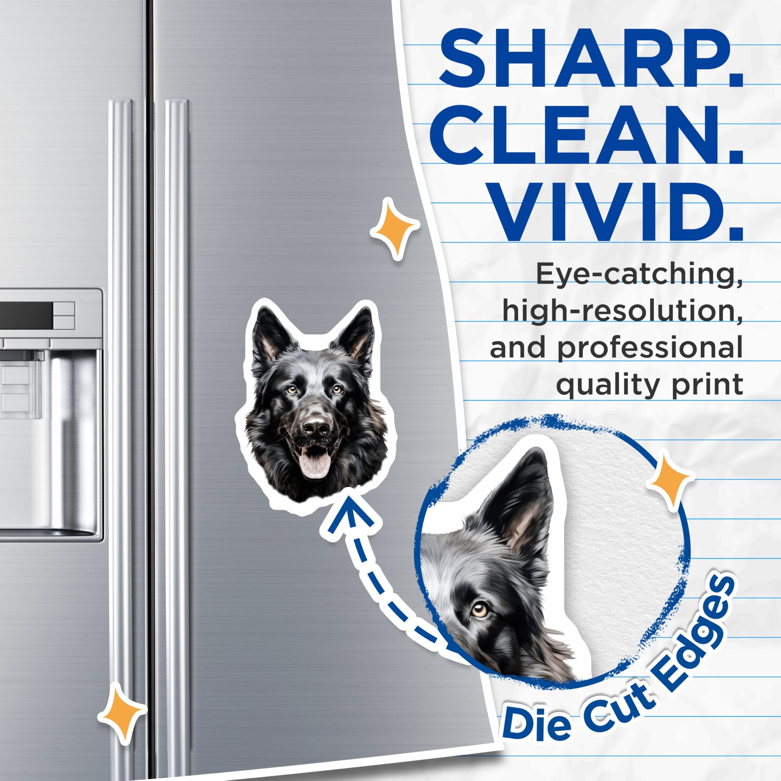 (2 Pack) Black German Shepherd Dog Magnets - Pet Lover Accessory - Canine Art Decor - Refrigerator Car Magnets - 5 Inches On Longest Side - Thick Durable Magnet - Made in USA - MAG28777